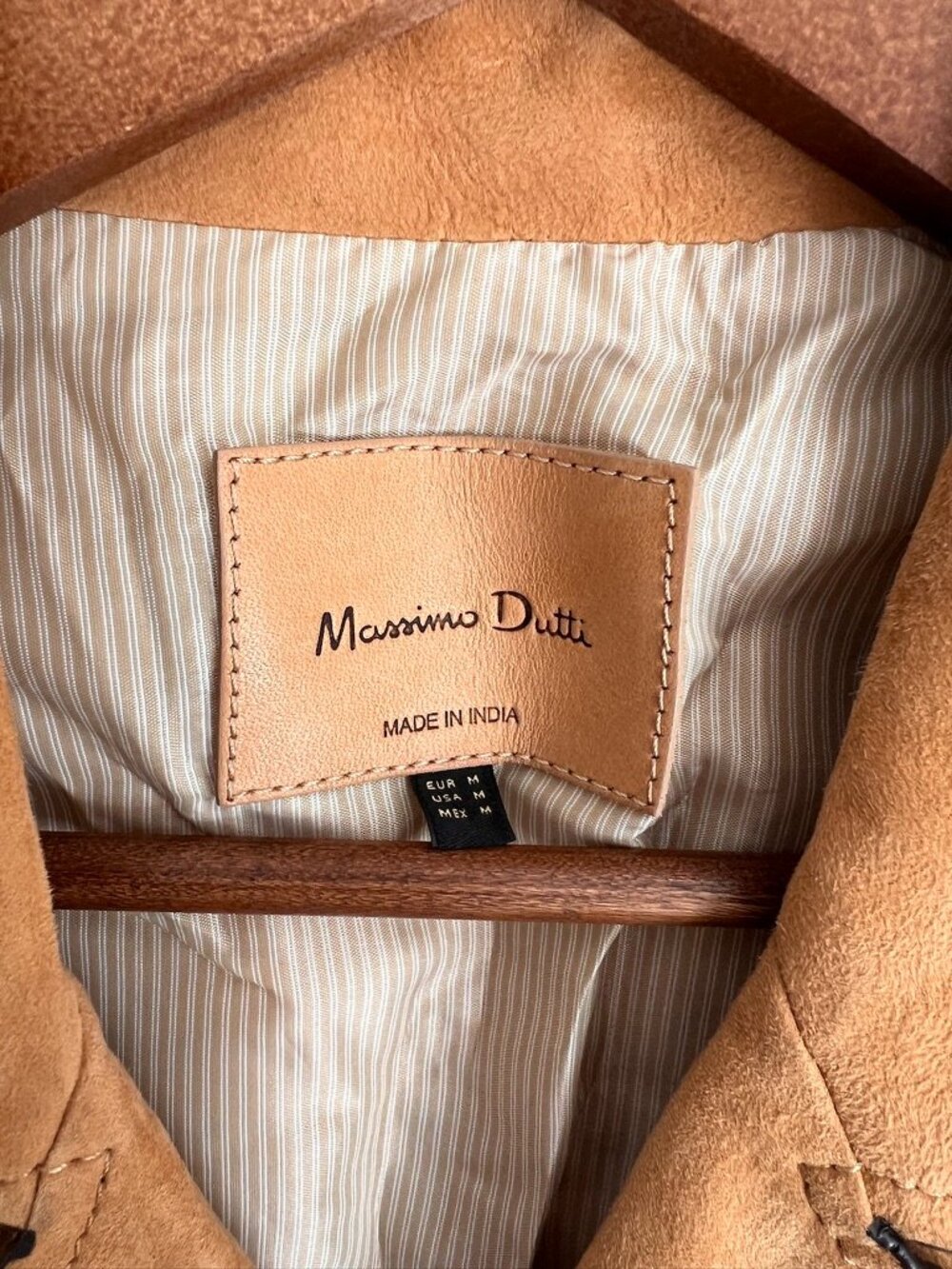 Massimo Dutti Goat Suede Moto Jacket Camel Tan Leather Size M - Picture 5 of 16